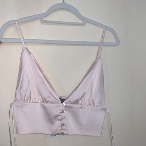 Pink Satin Crop Cami New With Tags
